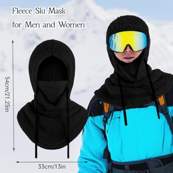 Fleece Balaclava Ski Mask Windproof Face Cover Hooded Scarf Winter Warm main image 6
